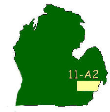map of lower michigan with district 11-a2 highlighted